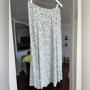 Reformation Blue and White Floral Midi Skirt